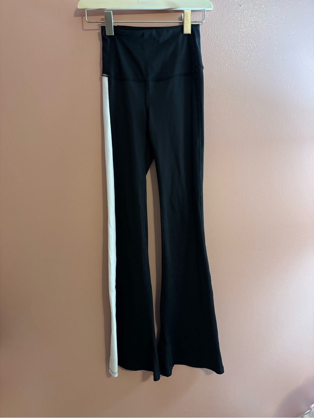 Black Flare leggings with White wide leg Active leggings Tiger Friday